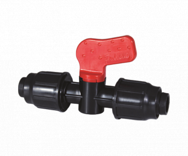 Мини-кран проходной с накидной гайкой 16*16 PN4 (POLIEXT) (25/350)